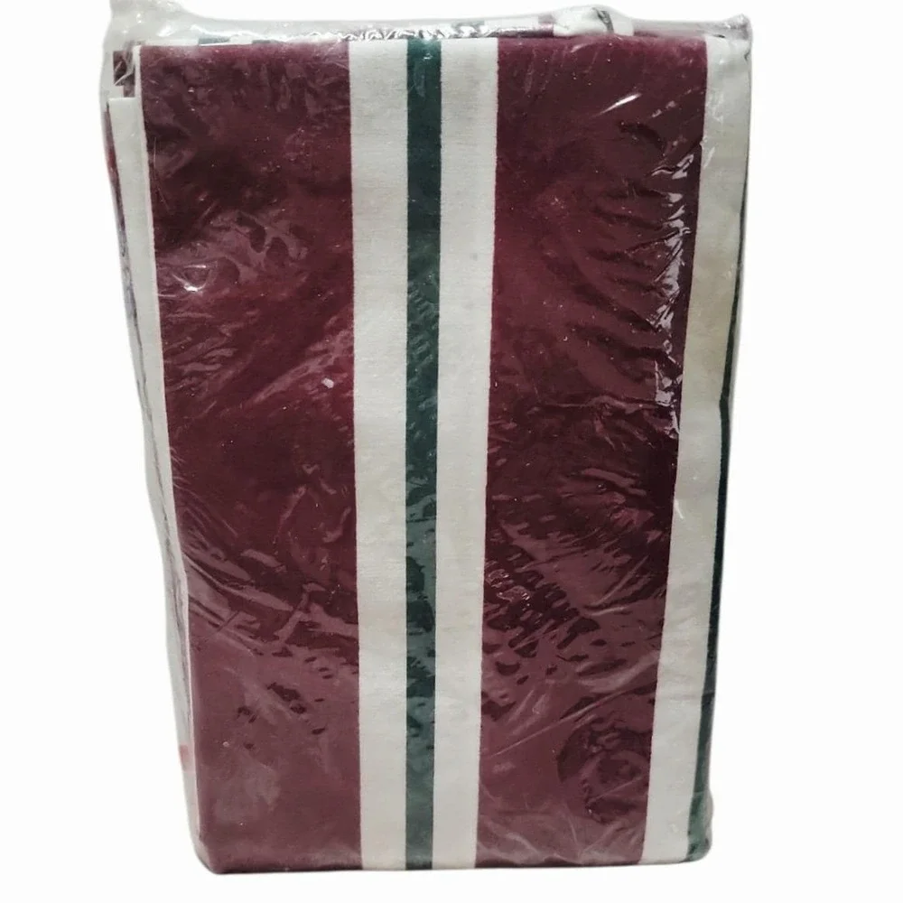 Vintage WestPoint Stevens No-Iron Pillowcase Burgundy Green Stripe Sealed